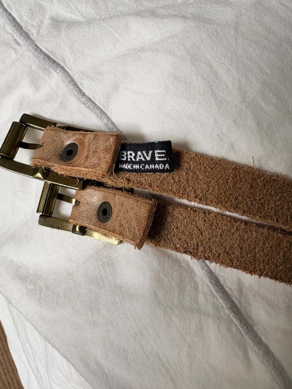 BRAVE Leather Canada Double Buckle Braided Leather Belt Size 32 - Picture 3 of 7